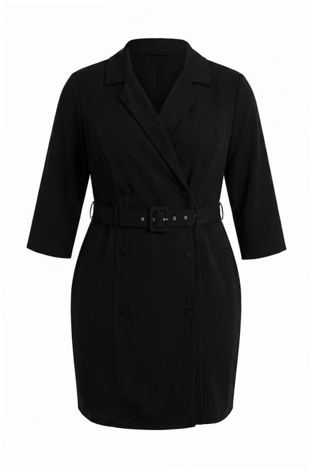 Trendyol Curve Damen Schwarz Einfarbig Kurz / Mini 3/4-Arm A-Linie Große Größen Kleid - Image 4