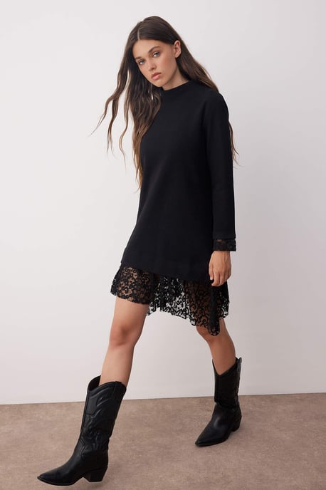 TRENDYOLMİLLA Damen Schwarz Einfarbig Kurz / Mini Lang Casual Gerade Kleider - Image 2