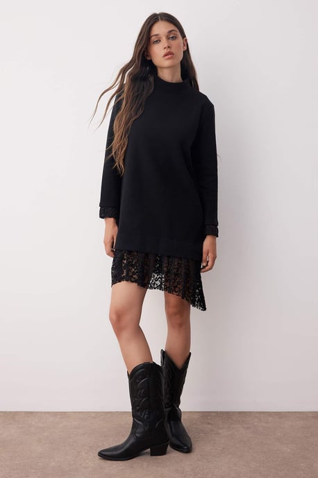 TRENDYOLMİLLA Damen Schwarz Einfarbig Kurz / Mini Lang Casual Gerade Kleider - Image 6