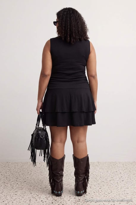 Trendyol Curve Damen Einfarbig Kurz / Mini Ärmellos A-Linie Große Größen Kleid - Image 3