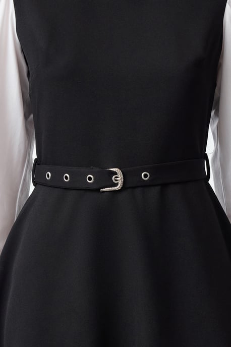 TRENDYOLMİLLA Damen Schwarz Colour-Block Kurz / Mini Lang Abend / Alltag Skater Kleider - Image 2