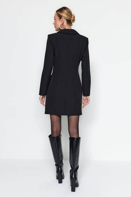 TRENDYOLMİLLA Damen Schwarz Einfarbig Kurz / Mini Lang Business Blazer Kleid Kleider - Image 4