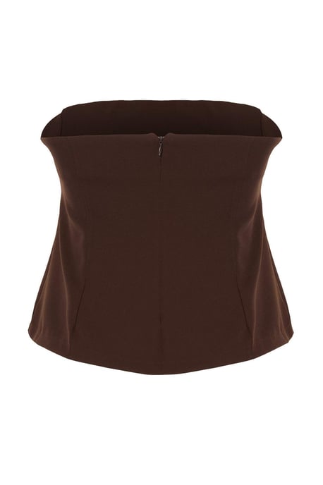 Trendyol Curve Damen Braun Einfarbig Ärmellos Tailliert Große Größen Blusen - Image 5