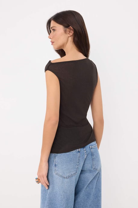 TRENDYOLMİLLA Damen Braun Einfarbig Ärmellos Tailliert Blusen - Image 3