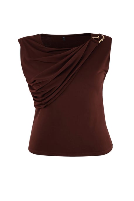Trendyol Curve Damen Braun Einfarbig Ärmellos Tailliert Große Größen Blusen - Image 3