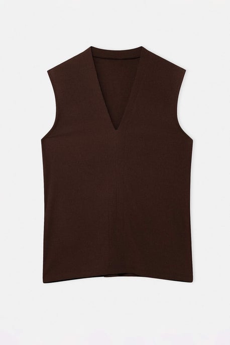 Trendyol Curve Damen Braun Einfarbig Ärmellos Tailliert Große Größen Blusen - Image 3