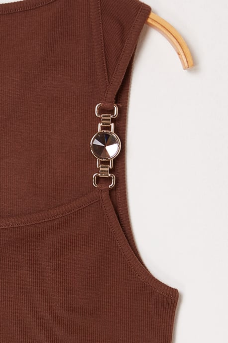 Trendyol Curve Damen Braun Einfarbig Ärmellos Tailliert Große Größen Blusen - Image 5