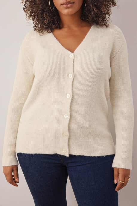 Trendyol Curve Damen Ecru Einfarbig Lang Regular Fit Große Größen Cardigans - Image 2