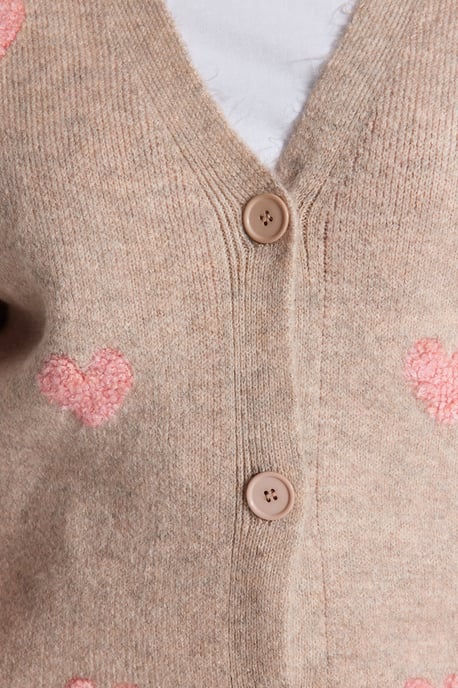 Trendyol Curve Damen Ecru Herz Lang Relaxed Fit Große Größen Cardigans - Image 3