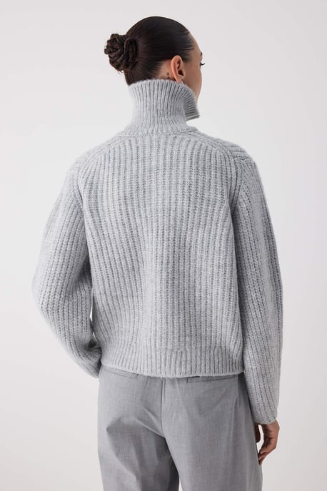 TRENDYOLMİLLA Damen Grau Einfarbig Lang Locker Cardigans - Image 3