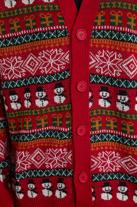TRENDYOL MAN Herren Mehrfarbig Weihnachten Lang Regular Fit Cardigans - Image 4