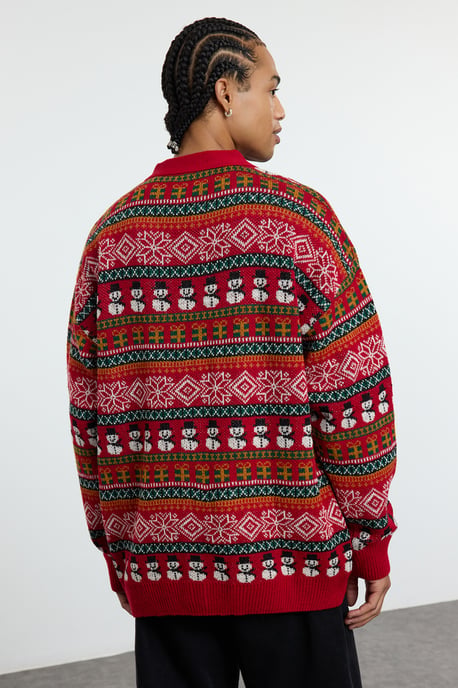TRENDYOL MAN Herren Mehrfarbig Weihnachten Lang Regular Fit Cardigans - Image 5