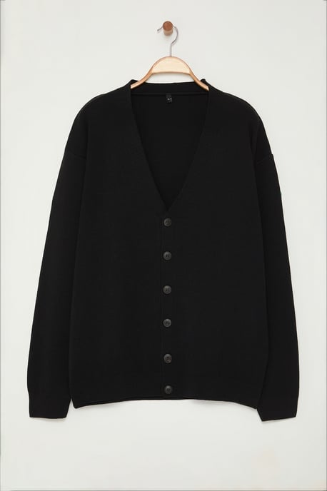 TRENDYOL MAN Herren Schwarz Einfarbig Lang Regular Fit Große Größen Cardigans - Image 5