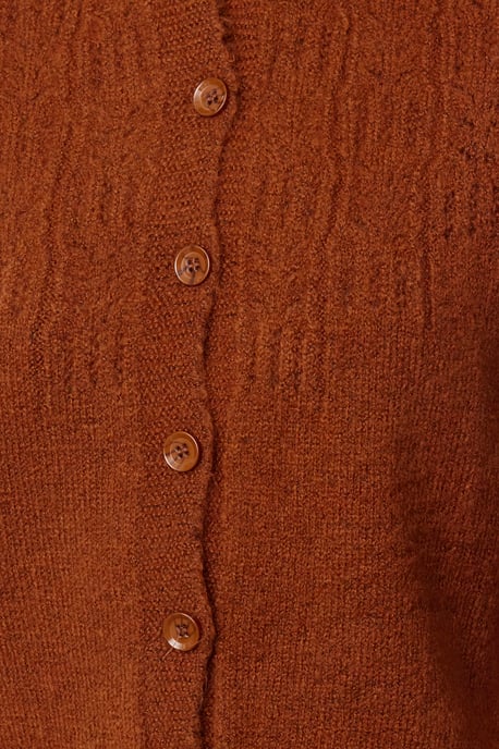TRENDYOLMİLLA Damen Braun Lochmuster Lang Regular Fit Cardigans - Image 2
