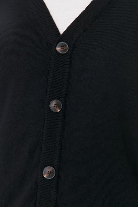 TRENDYOL MAN Herren Schwarz Einfarbig Lang Tailliert Cardigans - Image 2