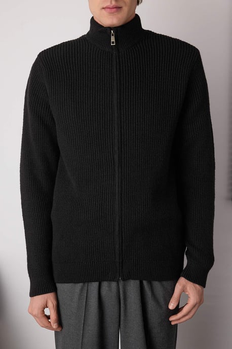 TRENDYOL MAN Herren Schwarz Einfarbig Lang Regular Fit Cardigans - Image 2