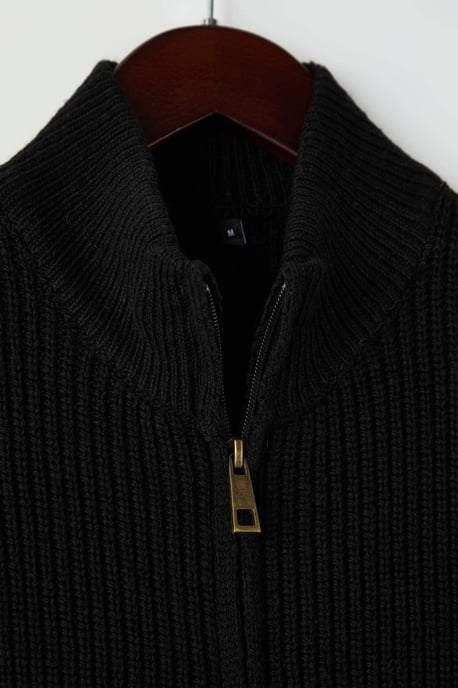 TRENDYOL MAN Herren Schwarz Einfarbig Lang Regular Fit Cardigans - Image 4