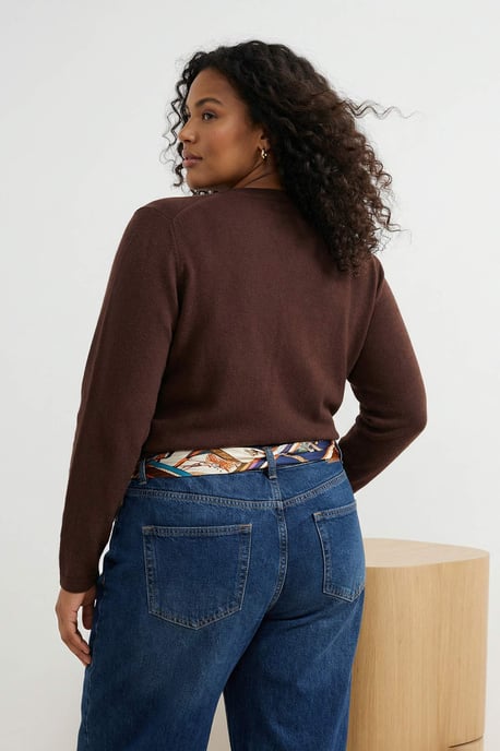 Trendyol Curve Damen Braun Einfarbig Lang Regular Fit Große Größen Cardigans - Image 2