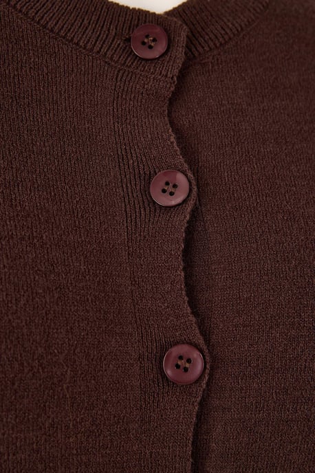 Trendyol Curve Damen Braun Einfarbig Lang Regular Fit Große Größen Cardigans - Image 4