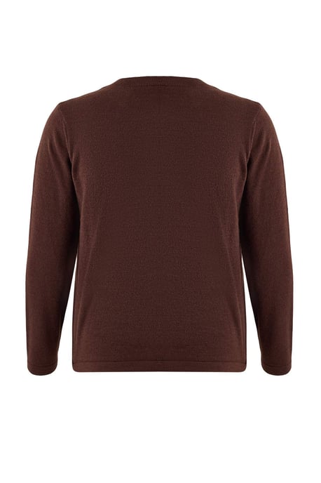 Trendyol Curve Damen Braun Einfarbig Lang Regular Fit Große Größen Cardigans - Image 5