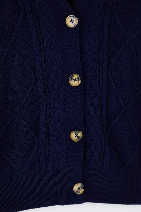 Trendyol Curve Damen Dunkelblau Zopfstrick Lang Regular Fit Große Größen Cardigans - Image 5