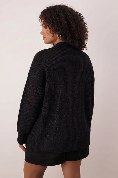 Trendyol Curve Damen Schwarz Einfarbig Lang Regular Fit Große Größen Cardigans - Image 4