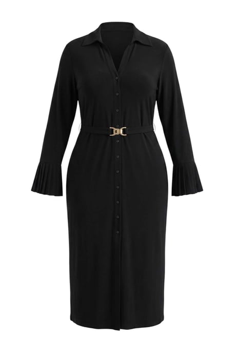 Trendyol Curve Damen Schwarz Einfarbig Maxi Lang Gerade Große Größen Kleid - Image 4