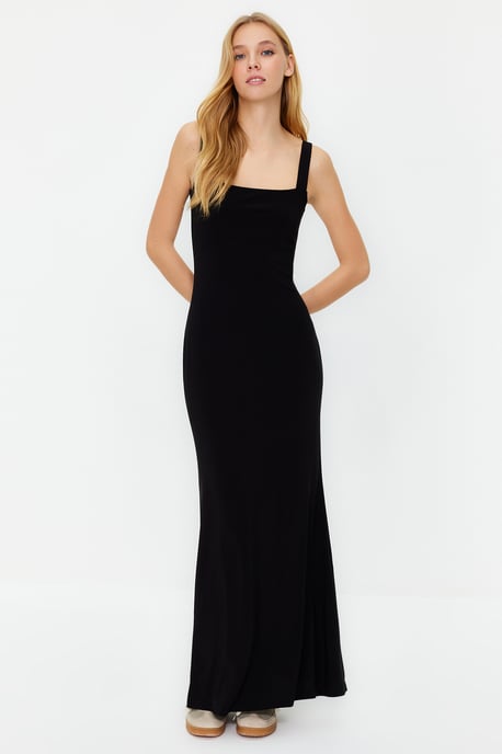TRENDYOLMİLLA Damen Schwarz Einfarbig Maxi Ärmellos Casual A-Linie Kleider - Image 1