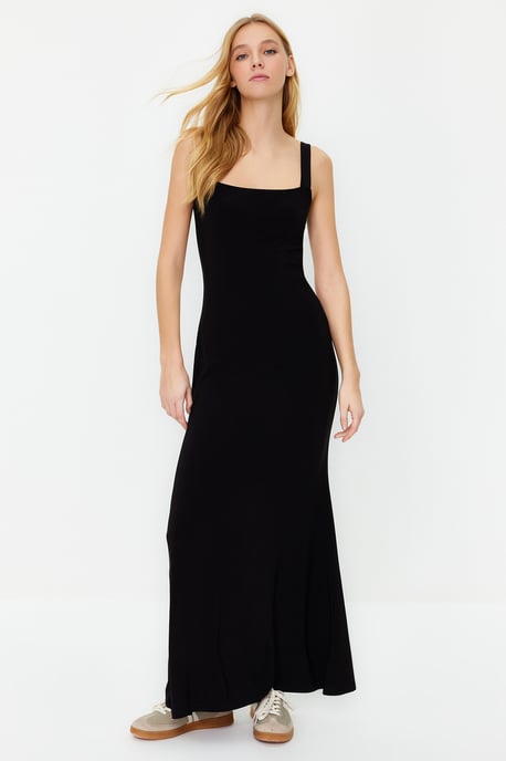 TRENDYOLMİLLA Damen Schwarz Einfarbig Maxi Ärmellos Casual A-Linie Kleider - Image 2