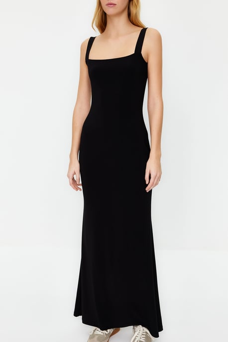 TRENDYOLMİLLA Damen Schwarz Einfarbig Maxi Ärmellos Casual A-Linie Kleider - Image 3