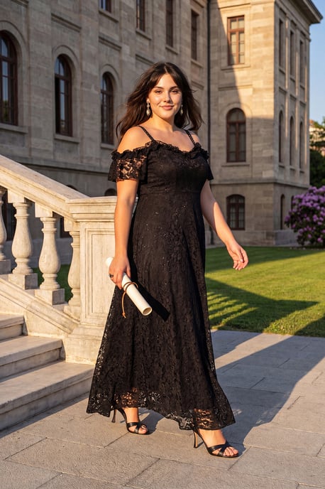 Trendyol Curve Damen Schwarz Einfarbig Maxi Ärmellos Elegant/Abend A-Linie Große Größen Kleid - Image 1