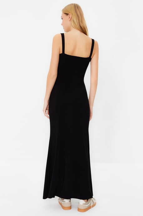 TRENDYOLMİLLA Damen Schwarz Einfarbig Maxi Ärmellos Casual A-Linie Kleider - Image 5