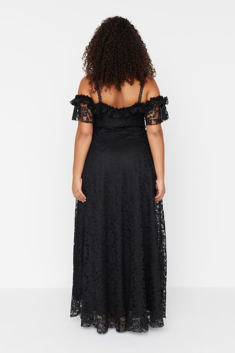 Trendyol Curve Damen Schwarz Einfarbig Maxi Ärmellos Elegant/Abend A-Linie Große Größen Kleid - Image 5