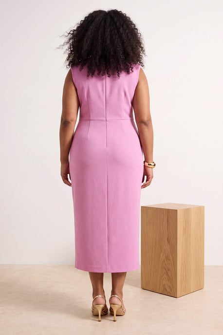 Trendyol Curve Damen Rosa Einfarbig Maxi Ärmellos Party A-Linie Große Größen Kleid - Image 2