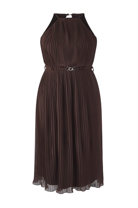 Trendyol Curve Damen Braun Einfarbig Maxi Ärmellos Party Bodycon Große Größen Kleid - Image 4