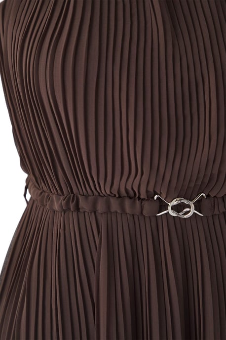 Trendyol Curve Damen Braun Einfarbig Maxi Ärmellos Party Bodycon Große Größen Kleid - Image 5