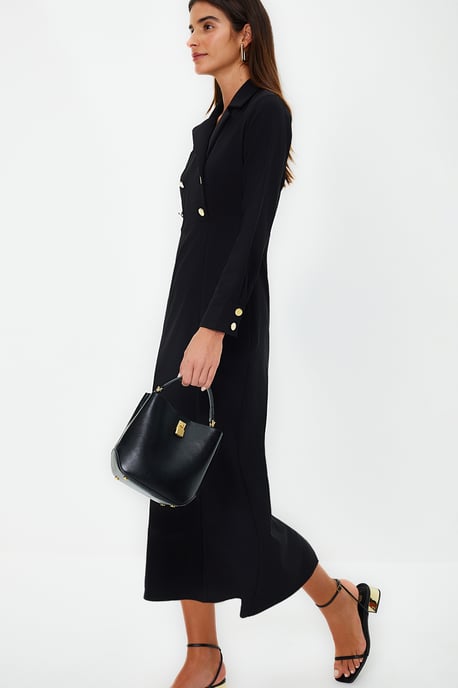 Trendyol Modest Damen Schwarz Einfarbig Maxi 3/4-Arm Casual Zweireihig Modest Kleider - Image 6