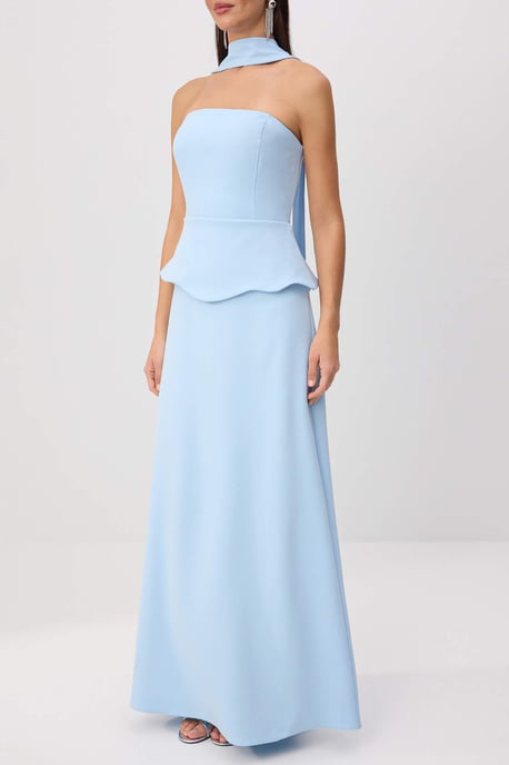 TRENDYOLMİLLA Damen Blau Einfarbig Maxi Ärmellos Meerjungfrau Abend & Ball Kleid - Image 2