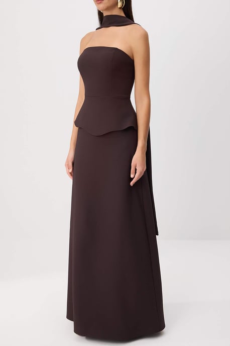 TRENDYOLMİLLA Damen Braun Einfarbig Maxi Ärmellos Meerjungfrau Abend & Ball Kleid - Image 2
