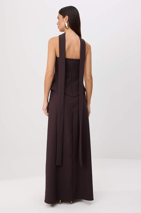 TRENDYOLMİLLA Damen Braun Einfarbig Maxi Ärmellos Meerjungfrau Abend & Ball Kleid - Image 3