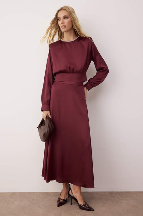 Trendyol Modest Damen Lila Einfarbig Maxi Lang Casual Skater Modest Abend Kleider - Image 1