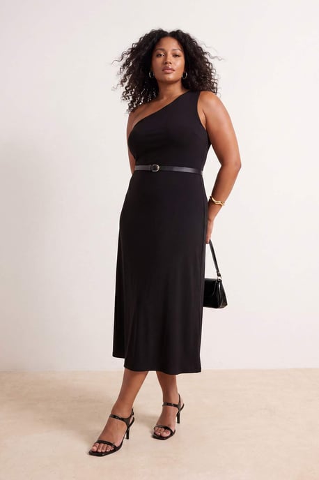 Trendyol Curve Damen Schwarz Einfarbig Maxi Ärmellos A-Linie Große Größen Kleid - Image 2