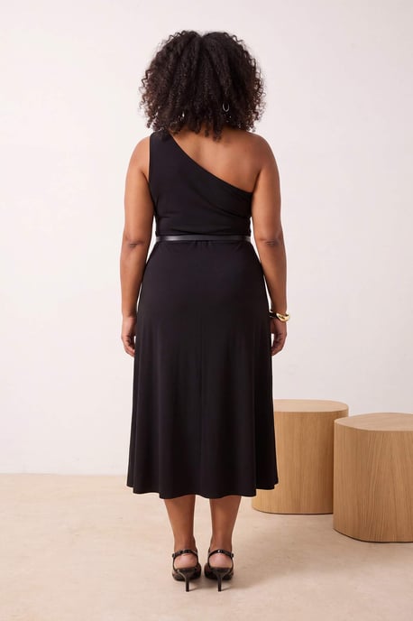Trendyol Curve Damen Schwarz Einfarbig Maxi Ärmellos A-Linie Große Größen Kleid - Image 3