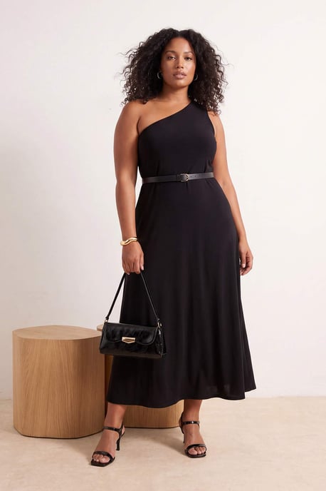 Trendyol Curve Damen Schwarz Einfarbig Maxi Ärmellos A-Linie Große Größen Kleid - Image 6