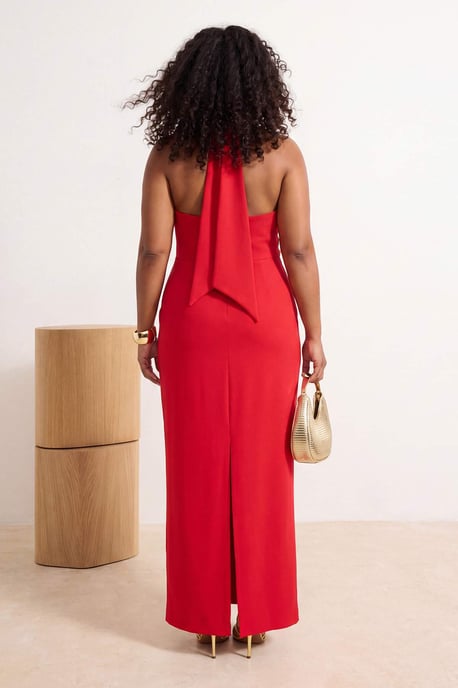 Trendyol Curve Damen Rot Einfarbig Maxi Ärmellos Abschluss / Ball Bodycon Große Größen Kleid - Image 3