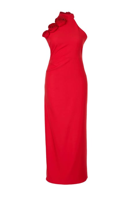 Trendyol Curve Damen Rot Einfarbig Maxi Ärmellos Abschluss / Ball Bodycon Große Größen Kleid - Image 4