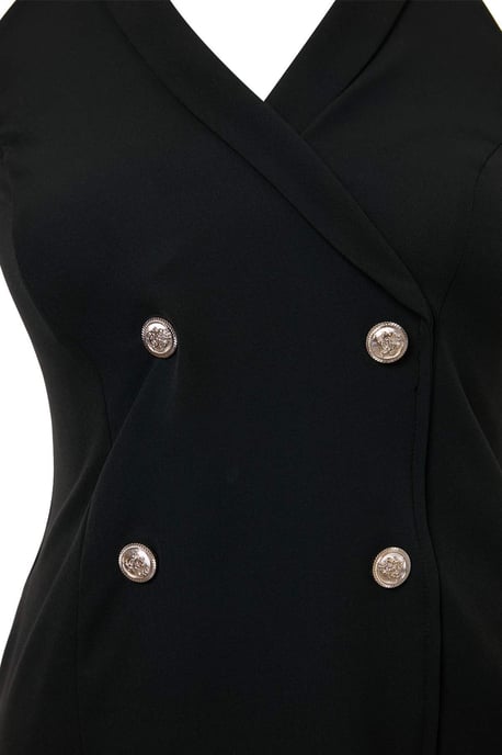 Trendyol Curve Damen Schwarz Einfarbig Maxi Ärmellos Blazer Kleid Große Größen Kleid - Image 4