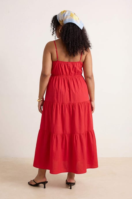 Trendyol Curve Damen Rot Einfarbig Maxi Ärmellos Casual A-Linie Große Größen Kleid - Image 2
