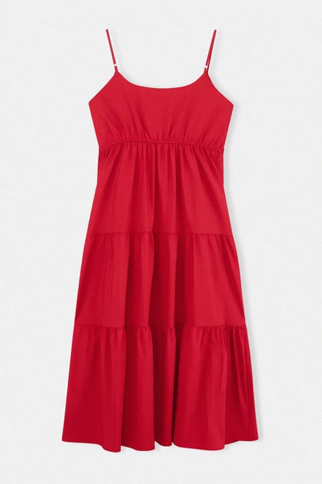Trendyol Curve Damen Rot Einfarbig Maxi Ärmellos Casual A-Linie Große Größen Kleid - Image 5