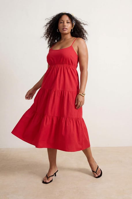 Trendyol Curve Damen Rot Einfarbig Maxi Ärmellos Casual A-Linie Große Größen Kleid - Image 6